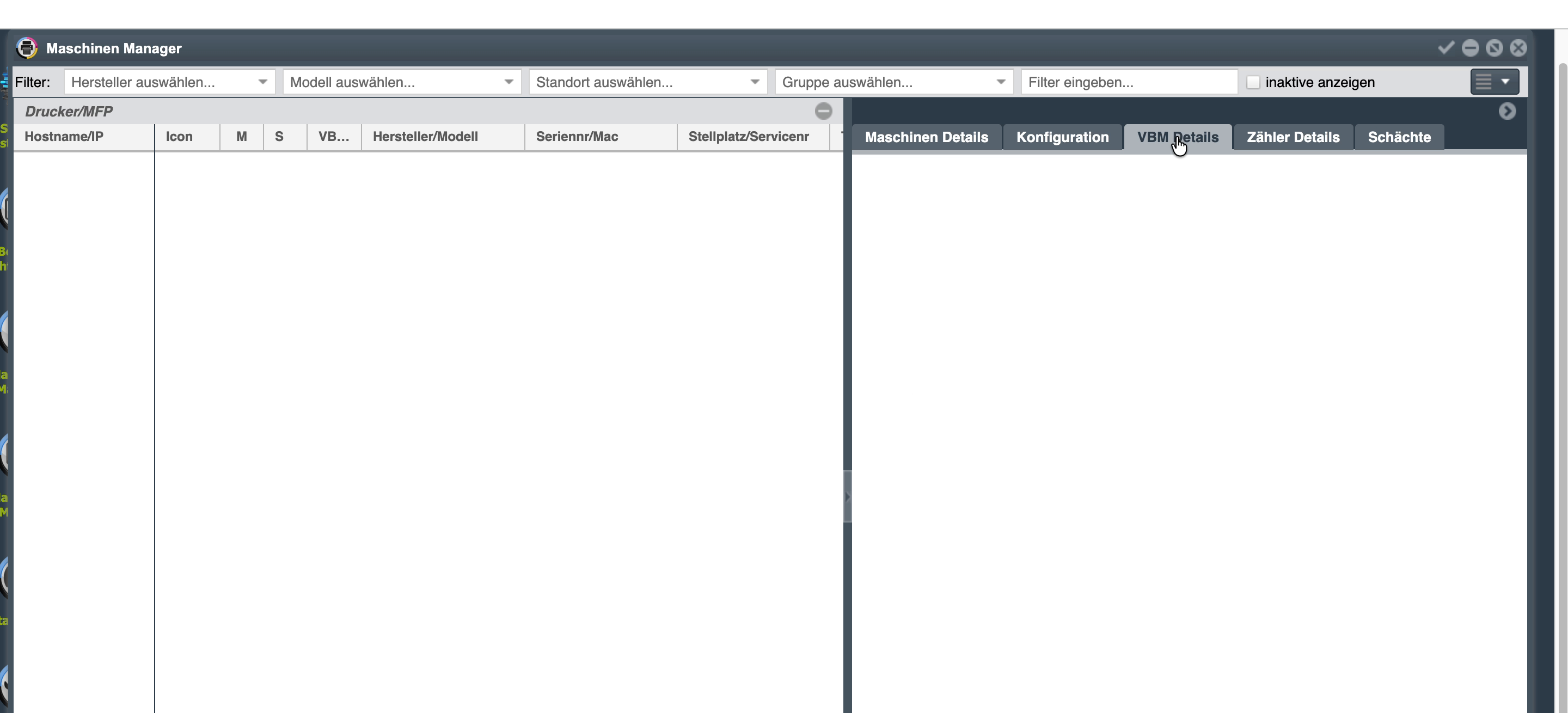 Maschinen Manager — VBM Details